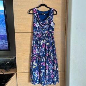 Maison Tara floral cowl neck midi dress